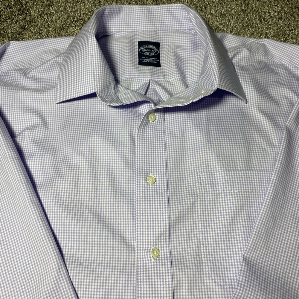 Brooks Brothers Lavender Checkered Dress Shirt xxl